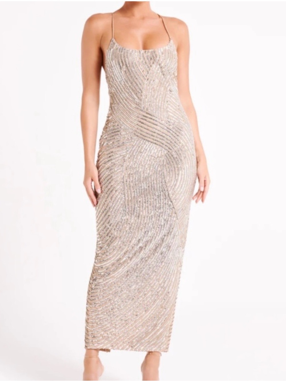 Meshki Tierra Champagne Sequin Maxi Dress